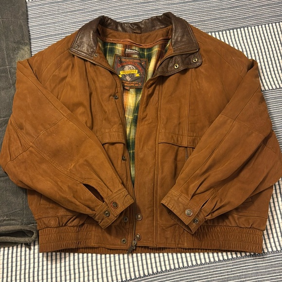Adventure Bound | Vintage Leather Bomber Zipper Long Sleeve Jacket Coat - Picture 1 of 4